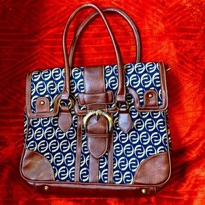 Denim, vegan leather designer Shoulder bag